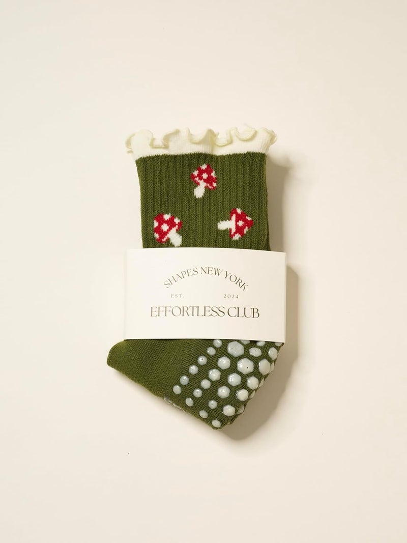 Shapes Studio Crew Half Calf Grip Socks, Cutest Fruits Pilates Socks, Ruffle socks, Non-Slip, Barre Yoga Fitness - Image 5